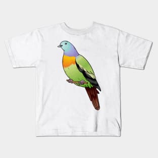 Pink-necked green pigeon bird cartoon illustration Kids T-Shirt